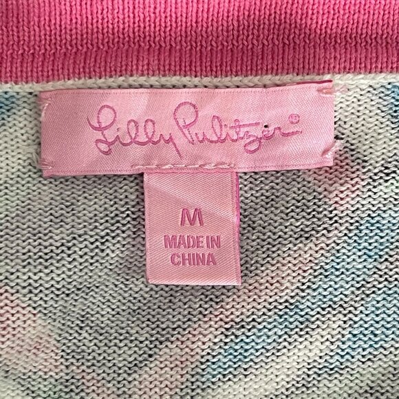 Lilly Pulitzer Women’s Blue Button Up Geometric Print Cardigan Sweater Size M - Picture 5 of 9